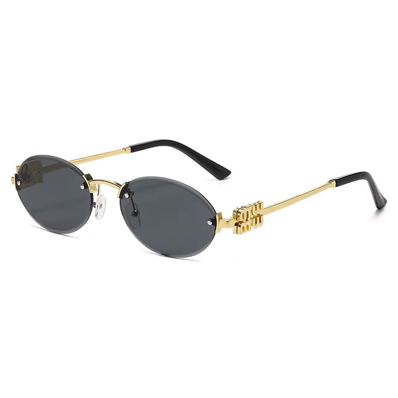 Oval Rimless Cut-Edge Sunglasses