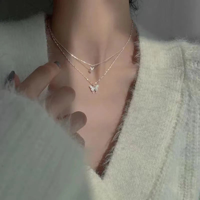 Butterfly Double Layer Clavicle Necklace