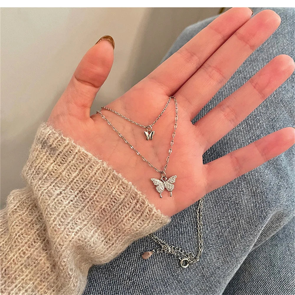 Butterfly Double Layer Clavicle Necklace