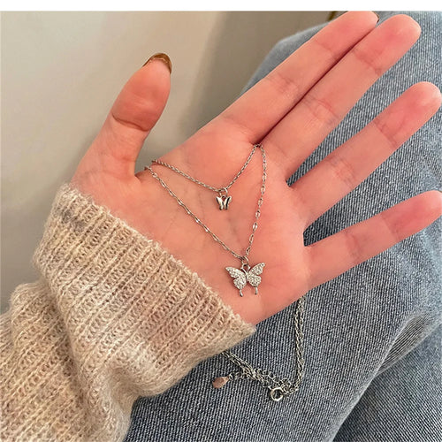 Butterfly Double Layer Clavicle Necklace
