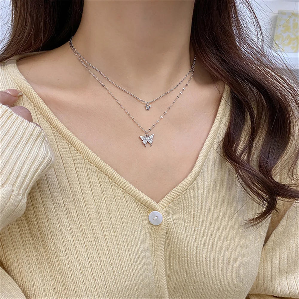 Butterfly Double Layer Clavicle Necklace