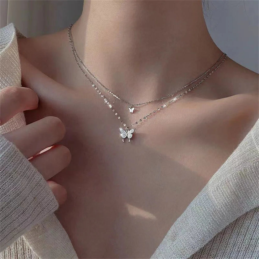 Butterfly Double Layer Clavicle Necklace