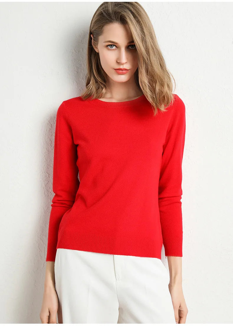 Slim Wool-Blend O-Neck Pullover