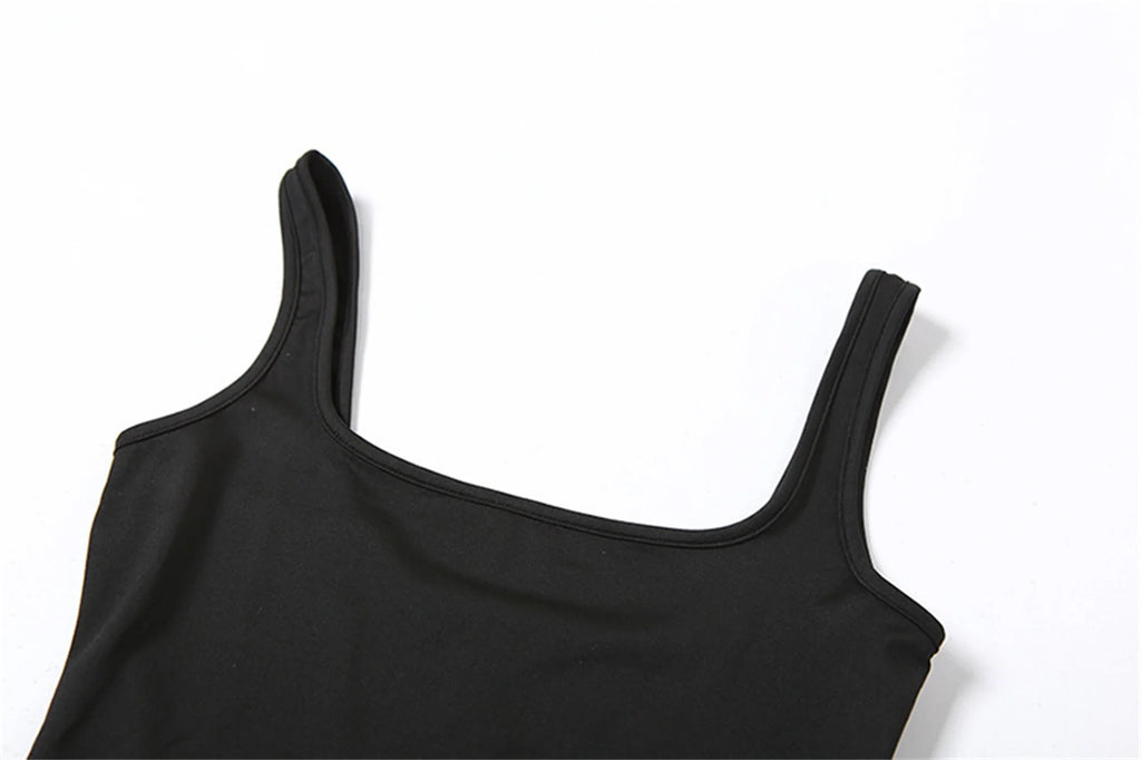 Women Sexy Square Neck Backless Tank Rompers Top Bodycon One Piece Halter Sleeveless Playsuit Yoga Fitness Sport Short Jumpsuits