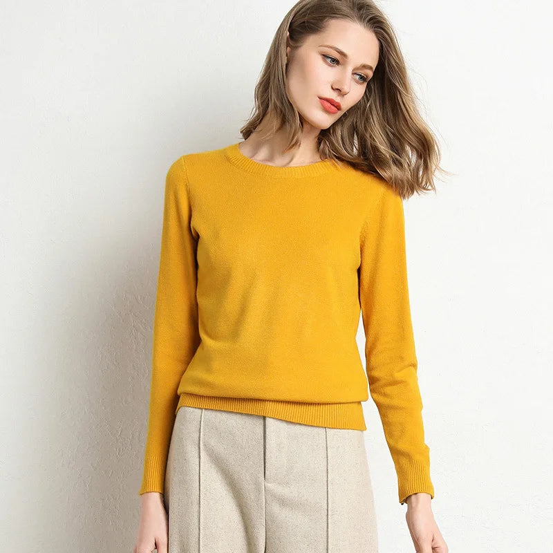 Slim Wool-Blend O-Neck Pullover