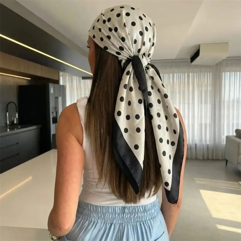 Elegant Printed Dot Print Scarf Geometric Shape Spicy Girls Polka Dot Silk Scarf Headband Hip Hop Small Square Scarf Beach