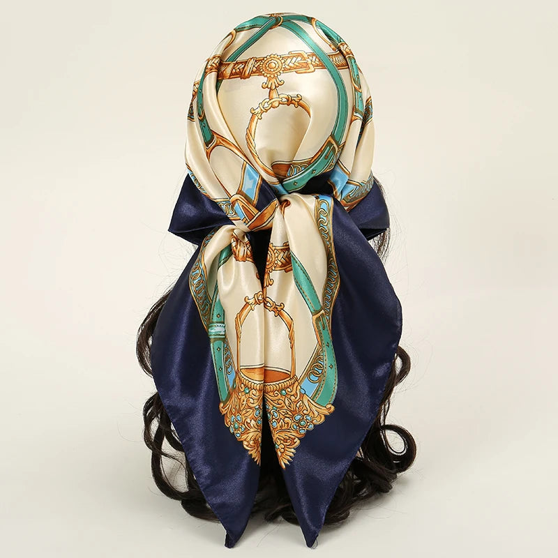 Printed Satin Square Scarf