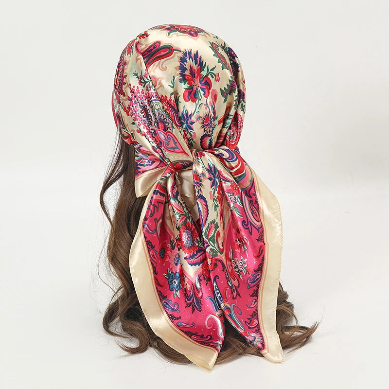 Printed Satin Square Scarf