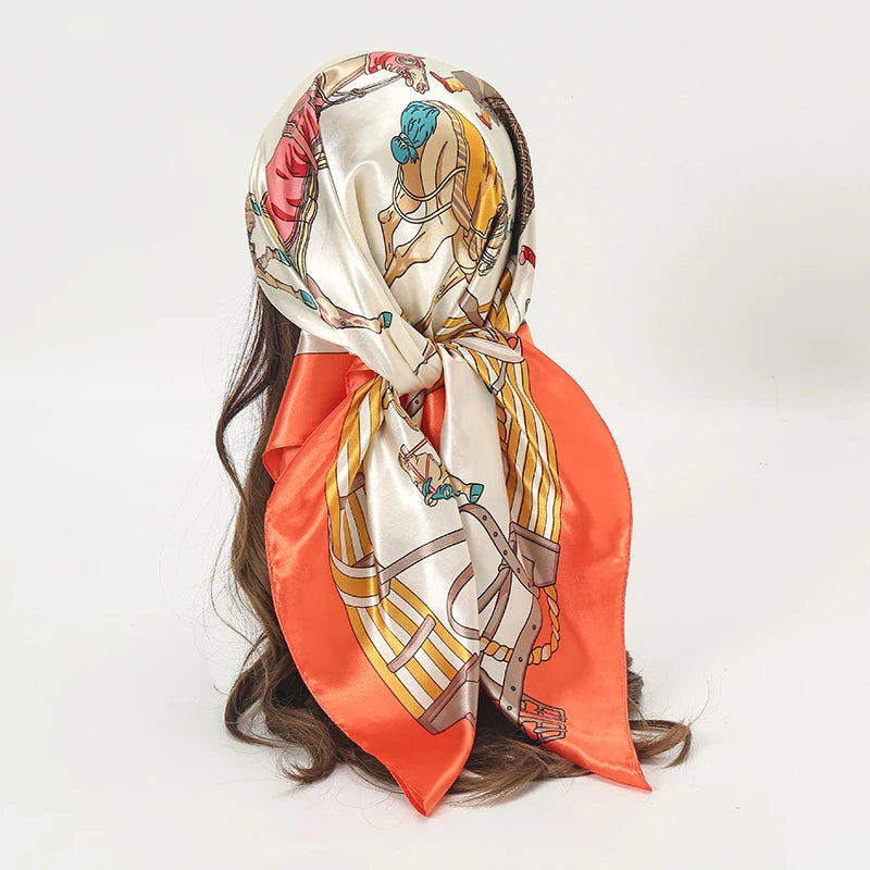 Printed Satin Square Scarf
