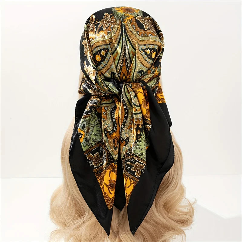 Printed Satin Square Scarf