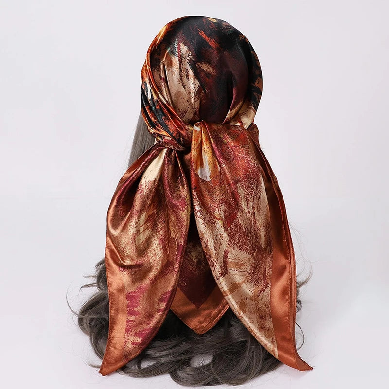 Printed Satin Square Scarf