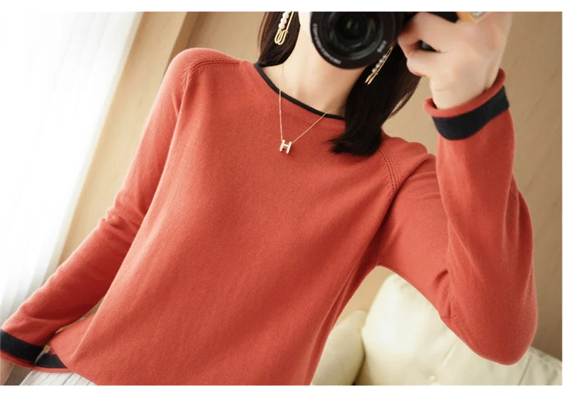 Cotton Round-Neck Loose Knit Sweater
