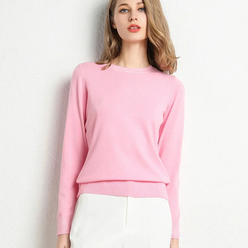 Slim Wool-Blend O-Neck Pullover
