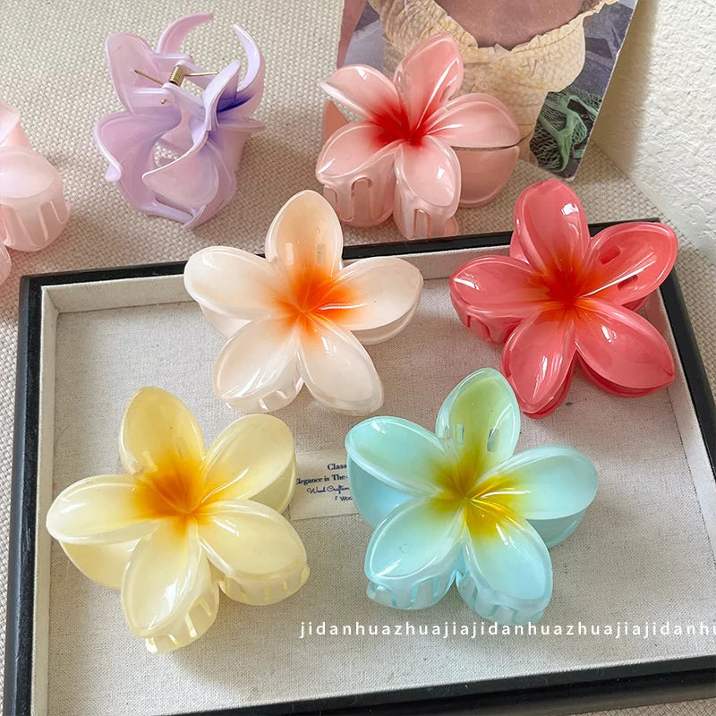Bohemian Flower Hair Claw Clip For Women Sweet Floral Hair Claws Crab Clamp Barrettes Hawaiian Headwear Beach Accessories Girl