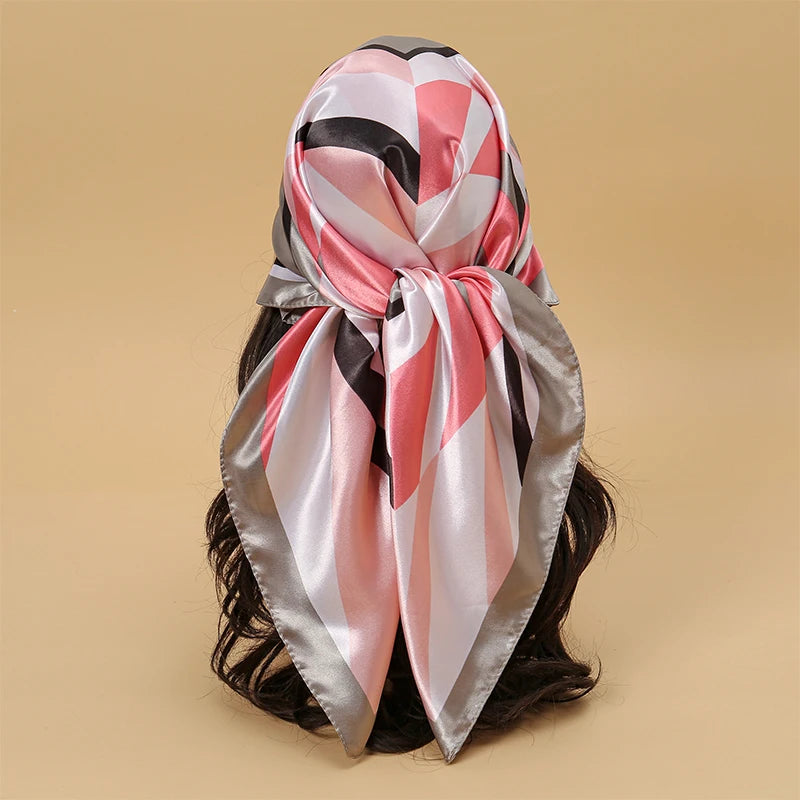 Printed Satin Square Scarf