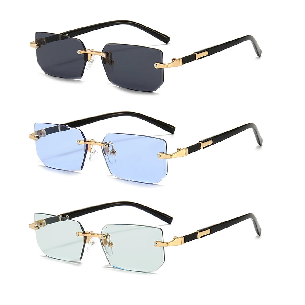 Rimless Rectangle Mirror Sunglasses