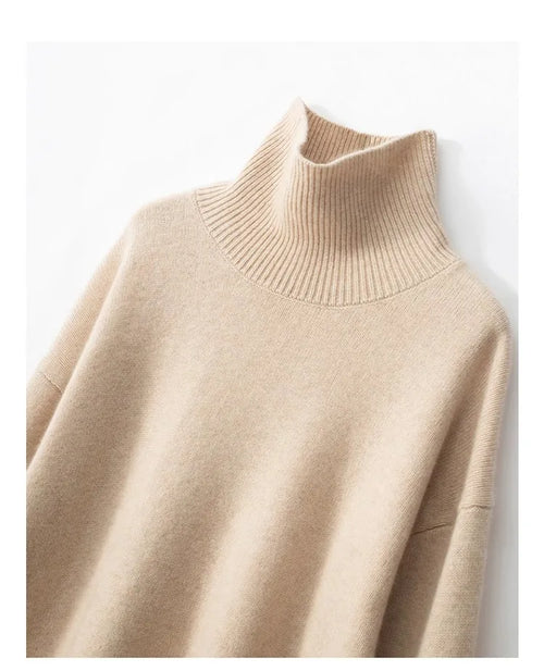 100% Cashmere Turtleneck Oversized Pullover