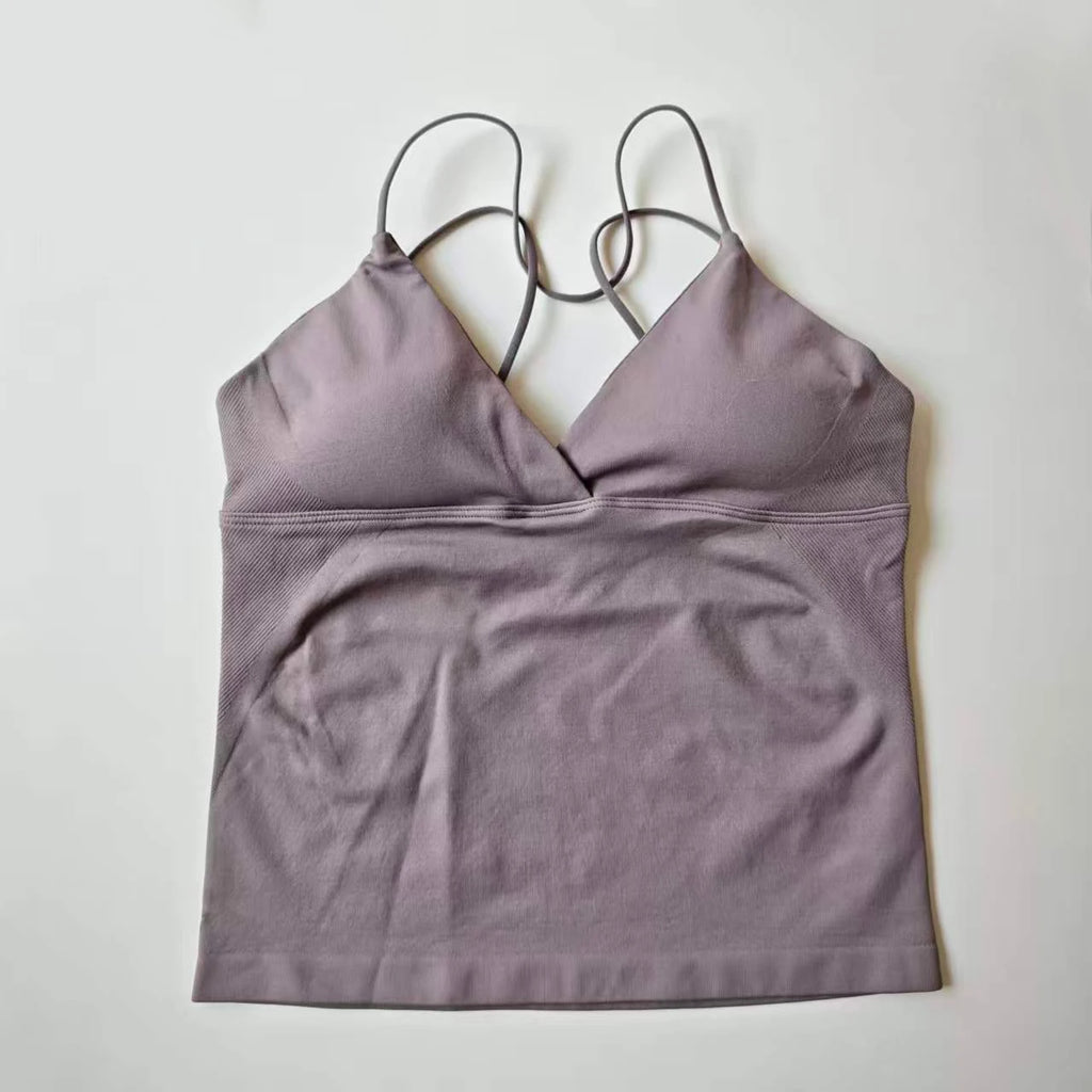 NCLAGEN Vision Twist Front Longline Top Women's Seamless Thin Straps Yoga Gym Workout Vest Running Tank Tops Fitness Clothing