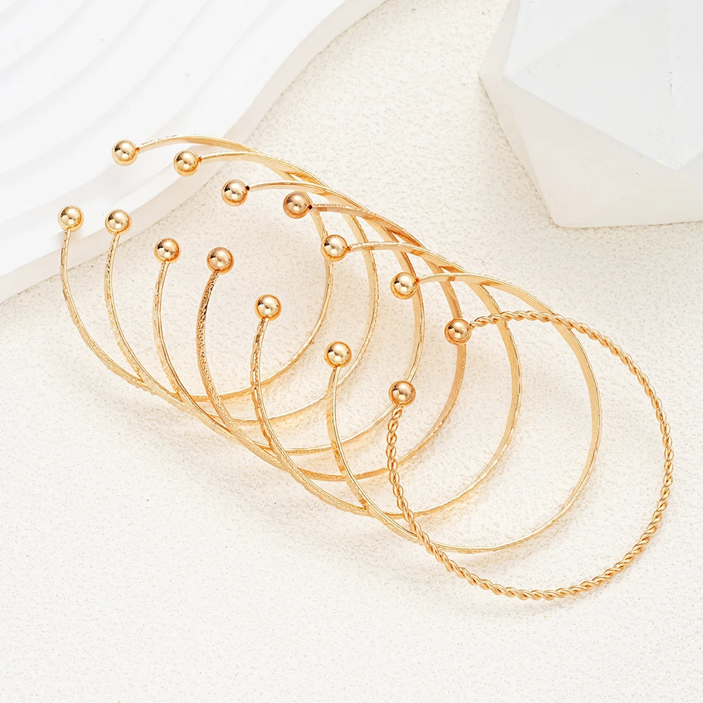 Gold Heart Cuff Bracelet Set