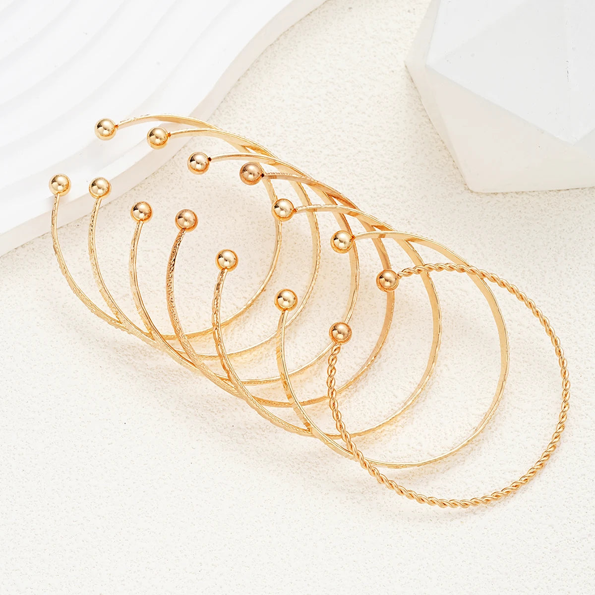 Gold Heart Cuff Bracelet Set