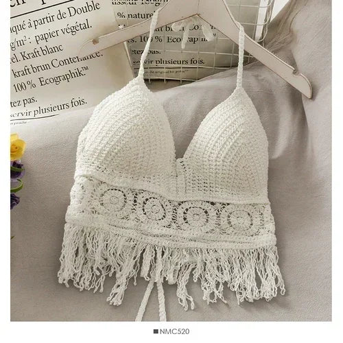 Ivory Lace Halter Crop Top