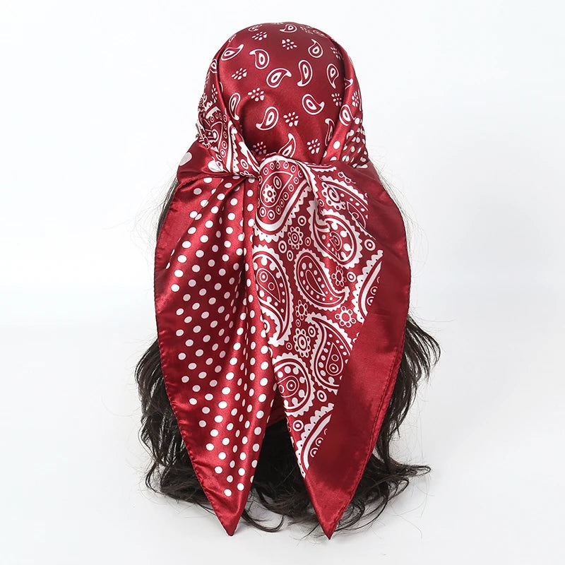 Printed Satin Square Scarf