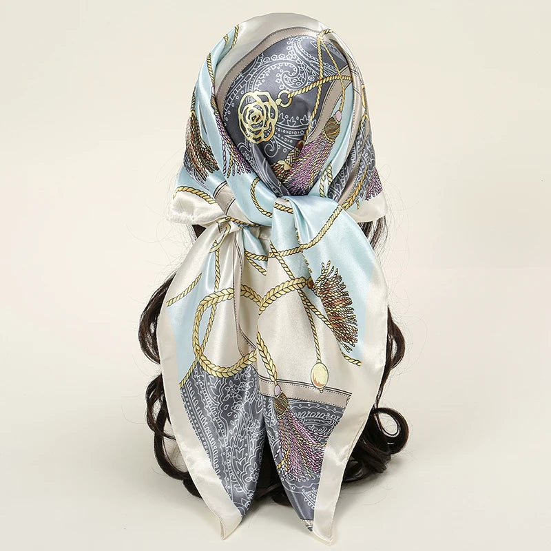 Printed Satin Square Scarf