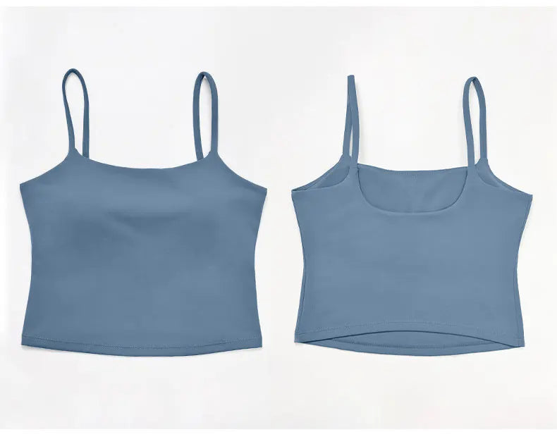 NCLAGEN Yoga Vest SoftMotion Strappy Mid with Built in Bra Shelf Women Gym Tank Top Naked-feel Workout Fitness Pilates Camisole