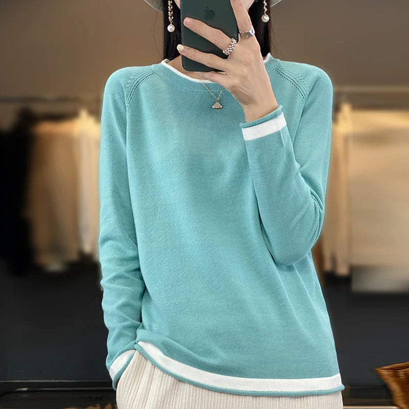 Cotton Round-Neck Loose Knit Sweater