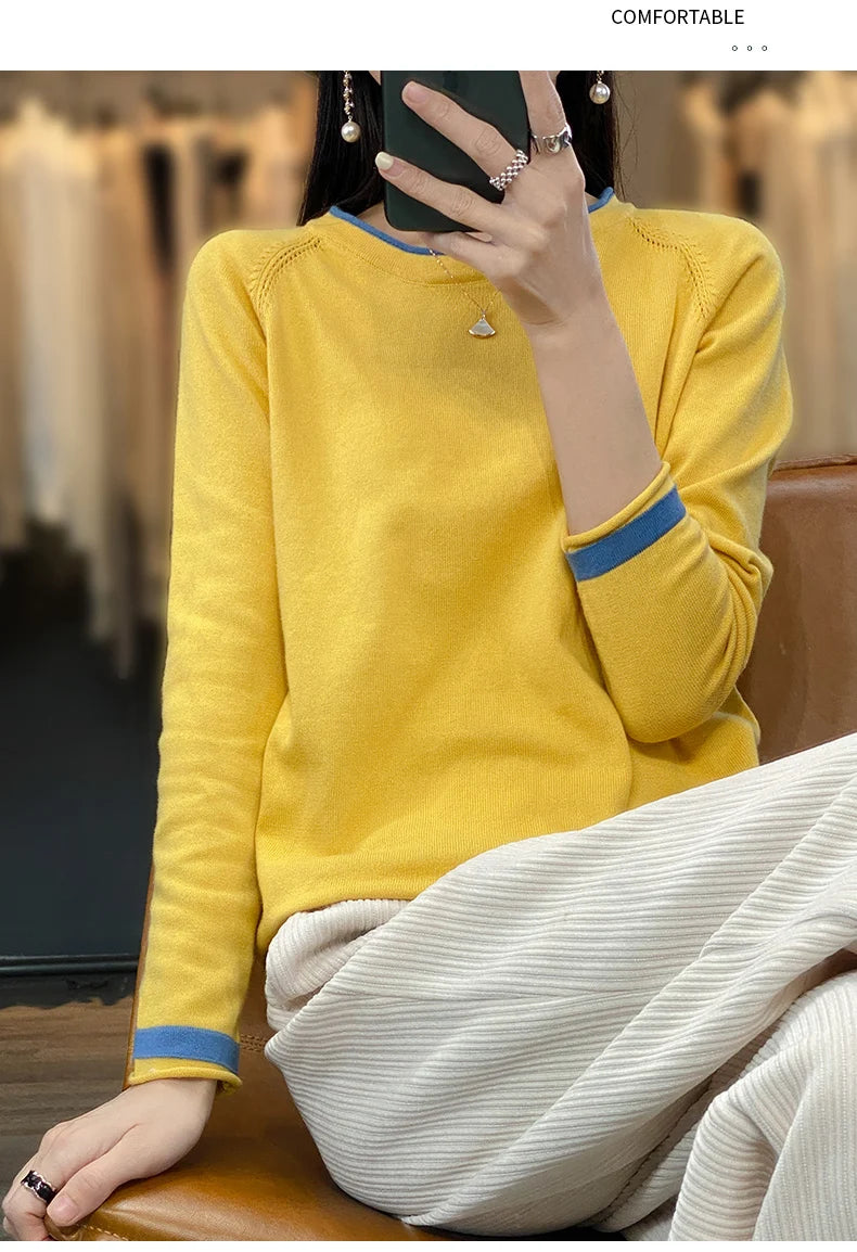 Cotton Round-Neck Loose Knit Sweater