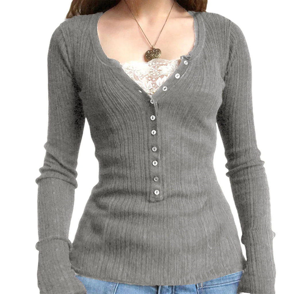 Lace Patchwork Bow Knit Top