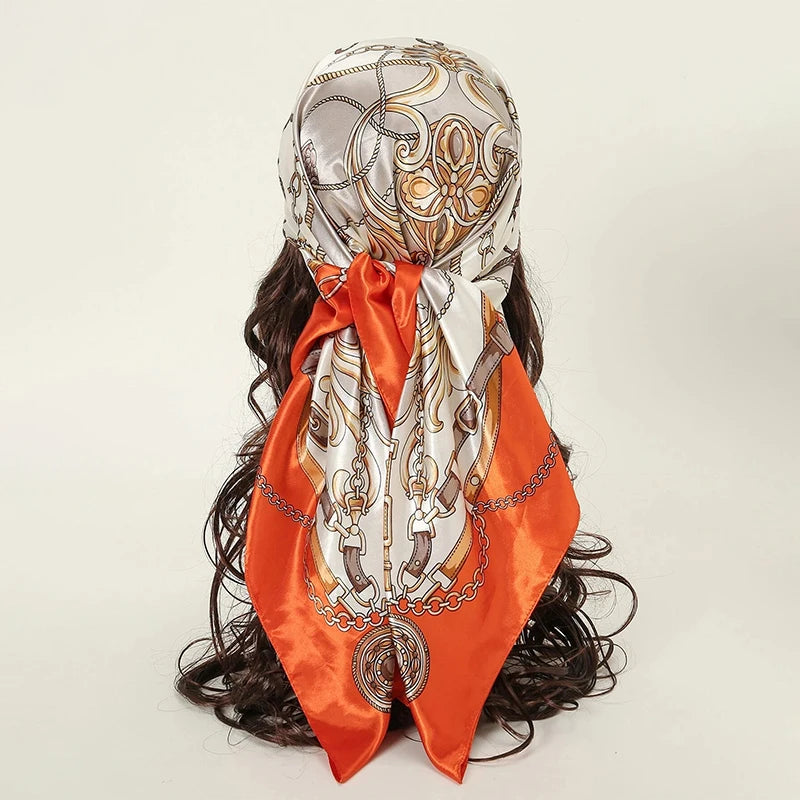 Printed Satin Square Scarf