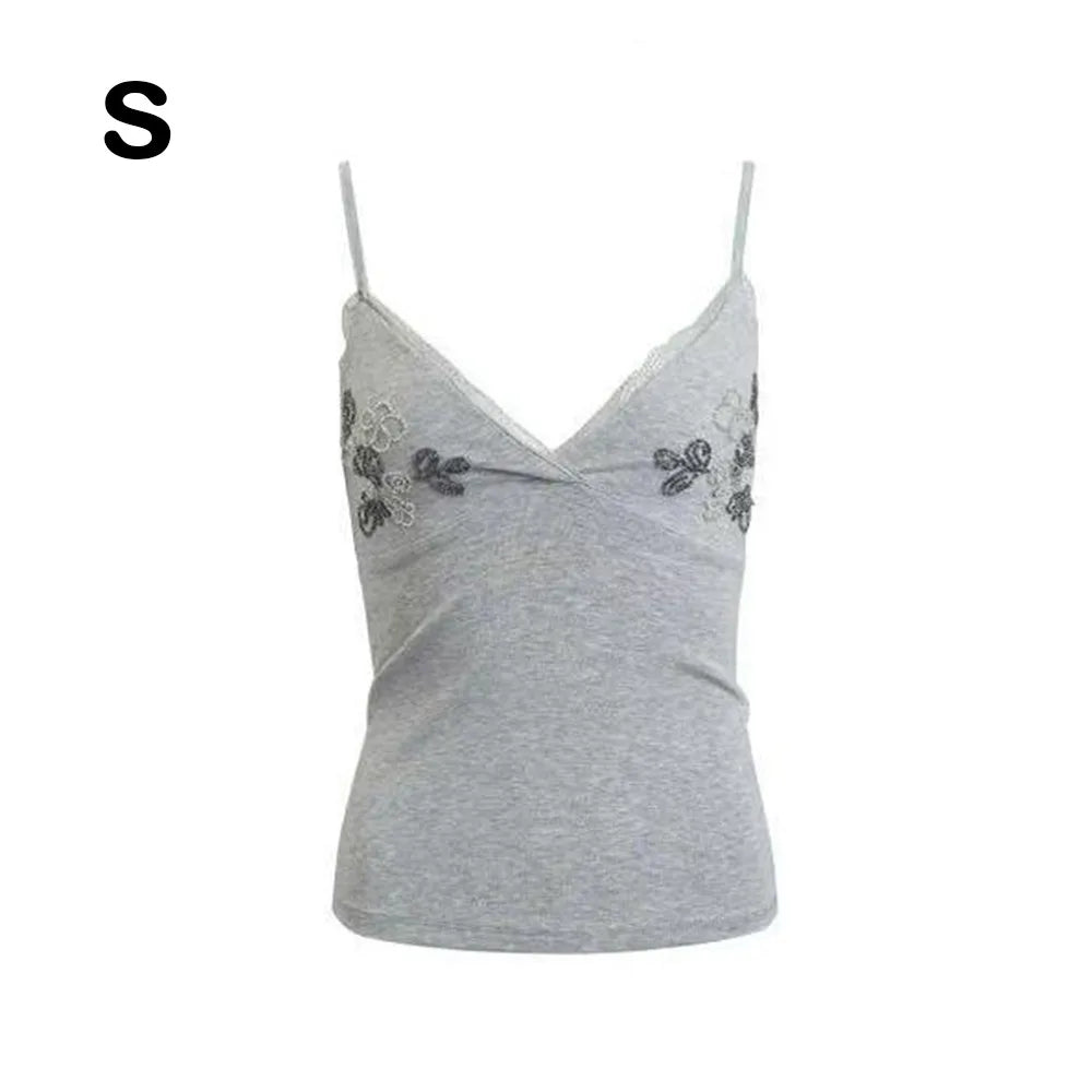 Rhinestone Floral Lace Camisole Top