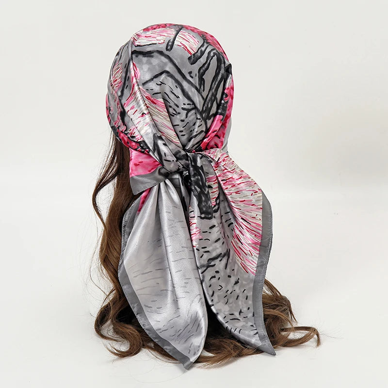 Printed Satin Square Scarf