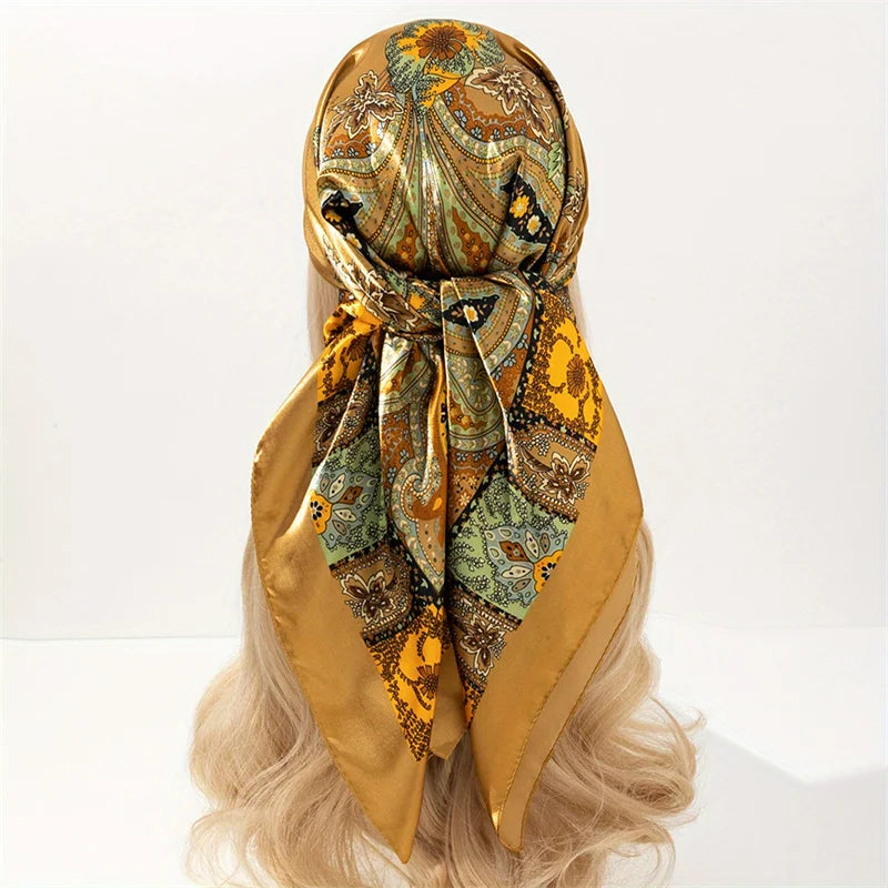 Printed Satin Square Scarf