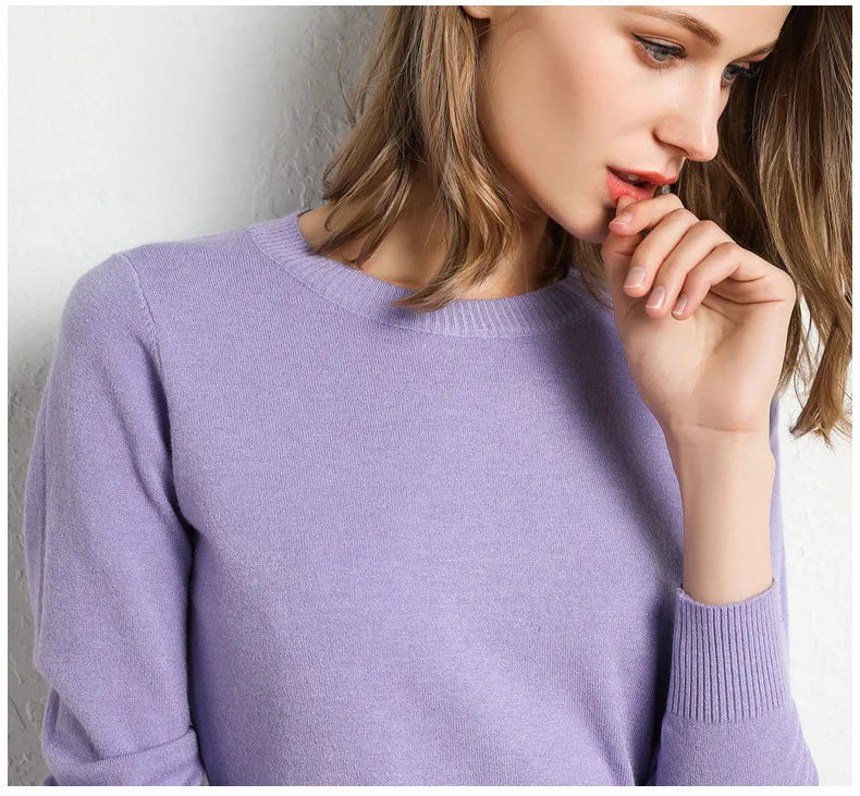 Slim Wool-Blend O-Neck Pullover