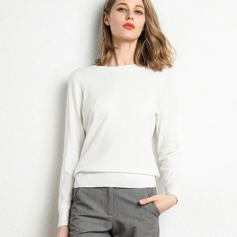 Slim Wool-Blend O-Neck Pullover