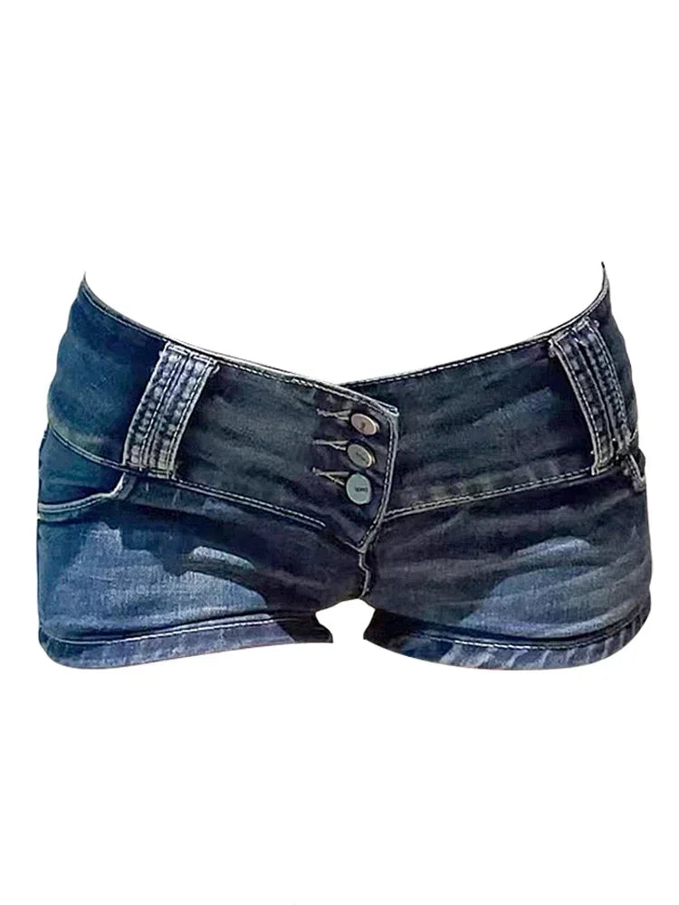 Vintage Print Low Rise Mini Shorts