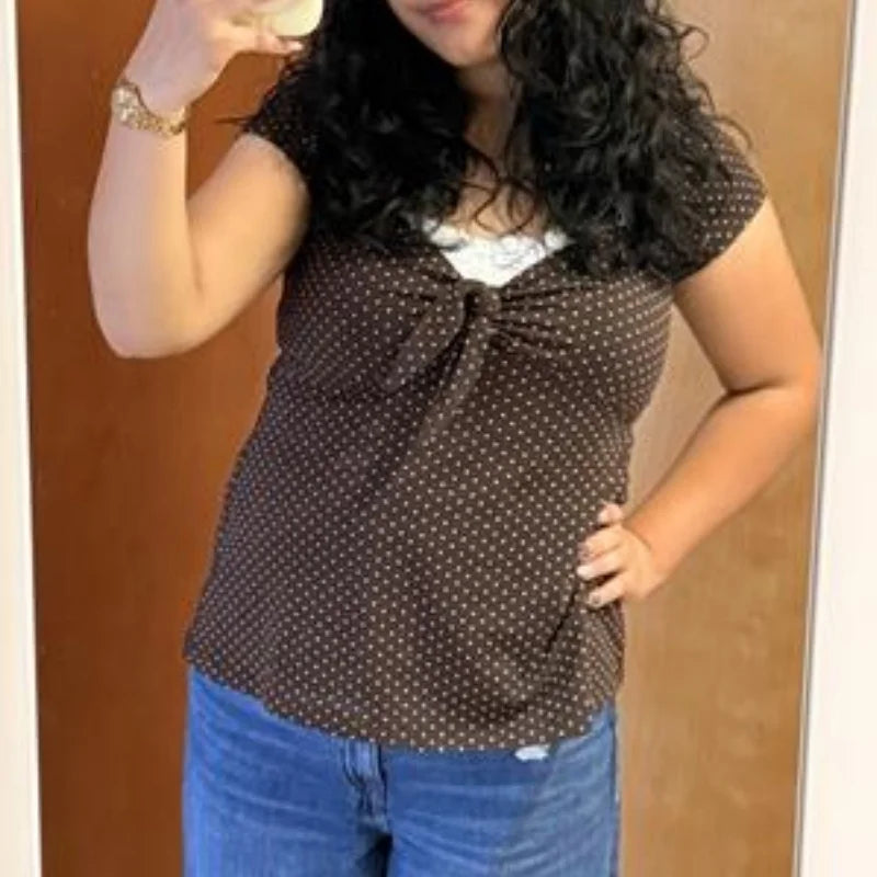 Dotted Puff Sleeve Top
