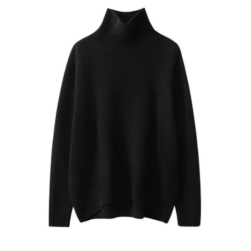 100% Cashmere Turtleneck Oversized Pullover