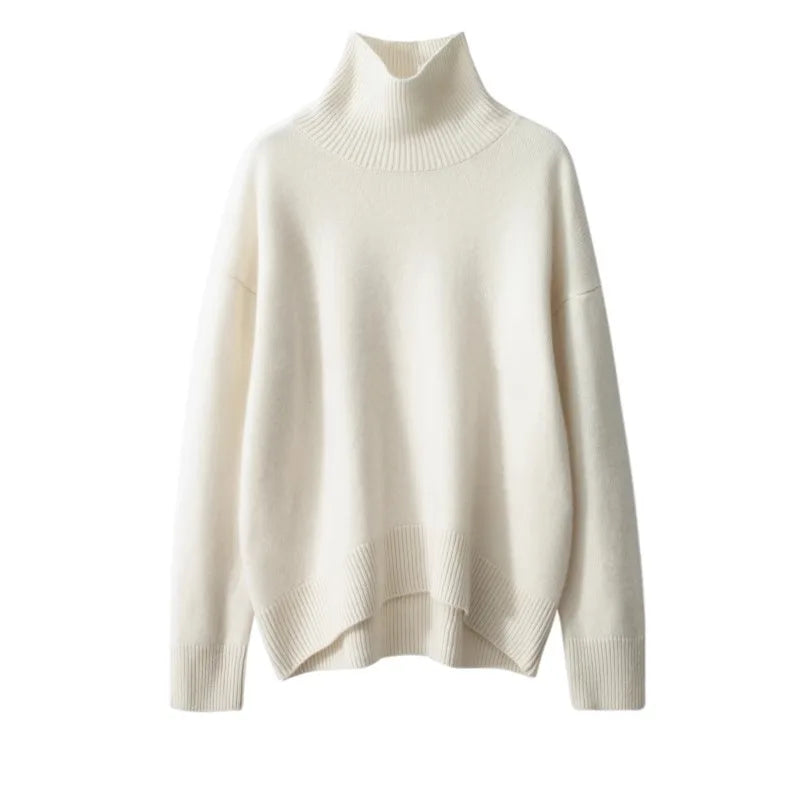 100% Cashmere Turtleneck Oversized Pullover