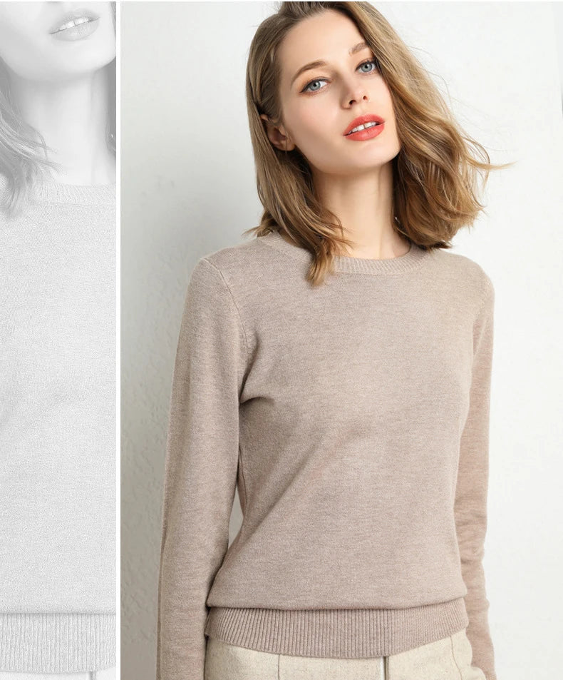 Slim Wool-Blend O-Neck Pullover