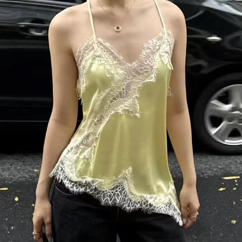 Satin Lace Backless Cami