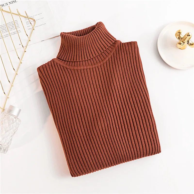 Ribbed Foldover Turtleneck Sweater