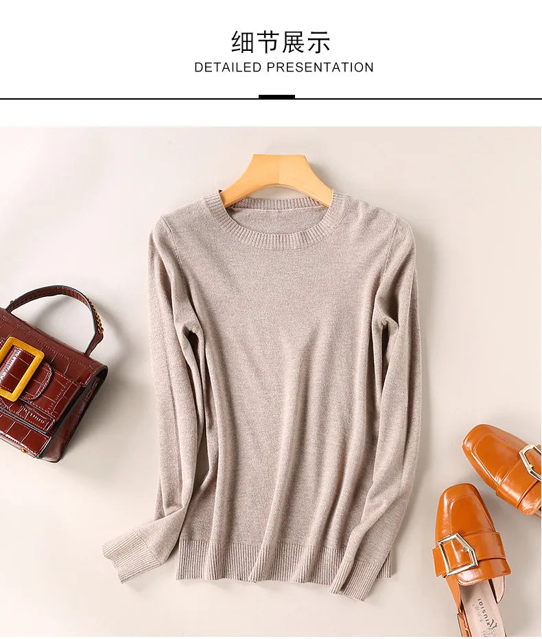 Slim Wool-Blend O-Neck Pullover
