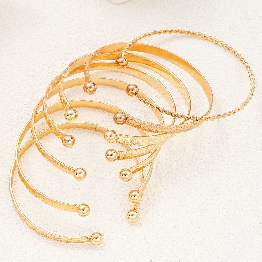 Gold Heart Cuff Bracelet Set