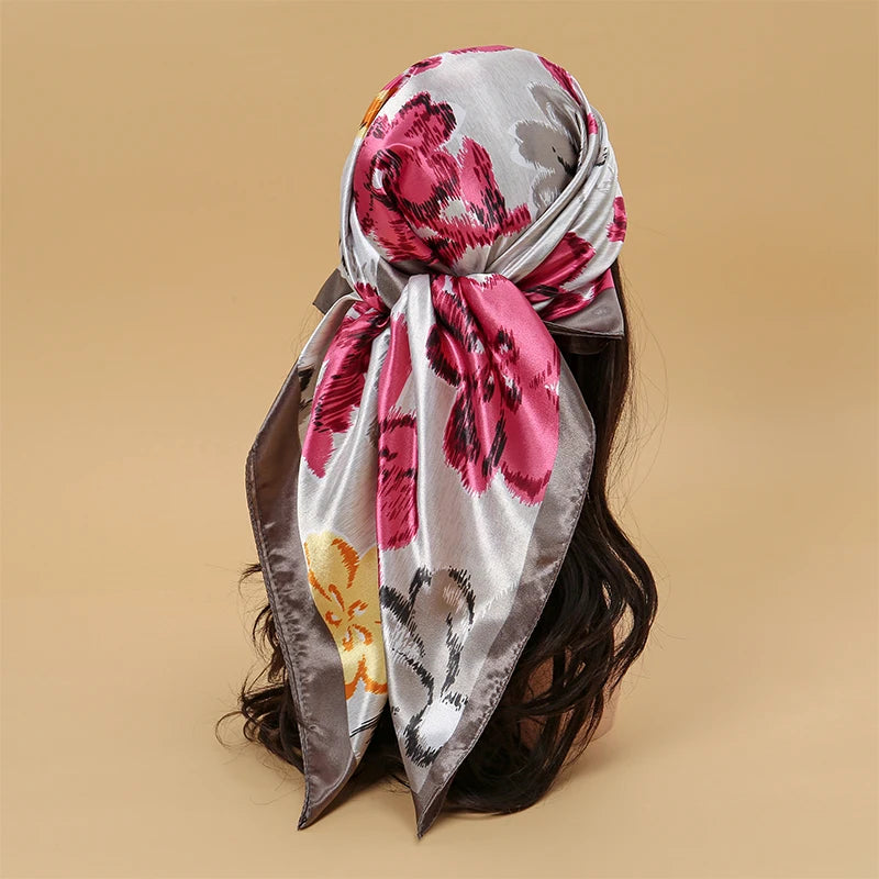Printed Satin Square Scarf