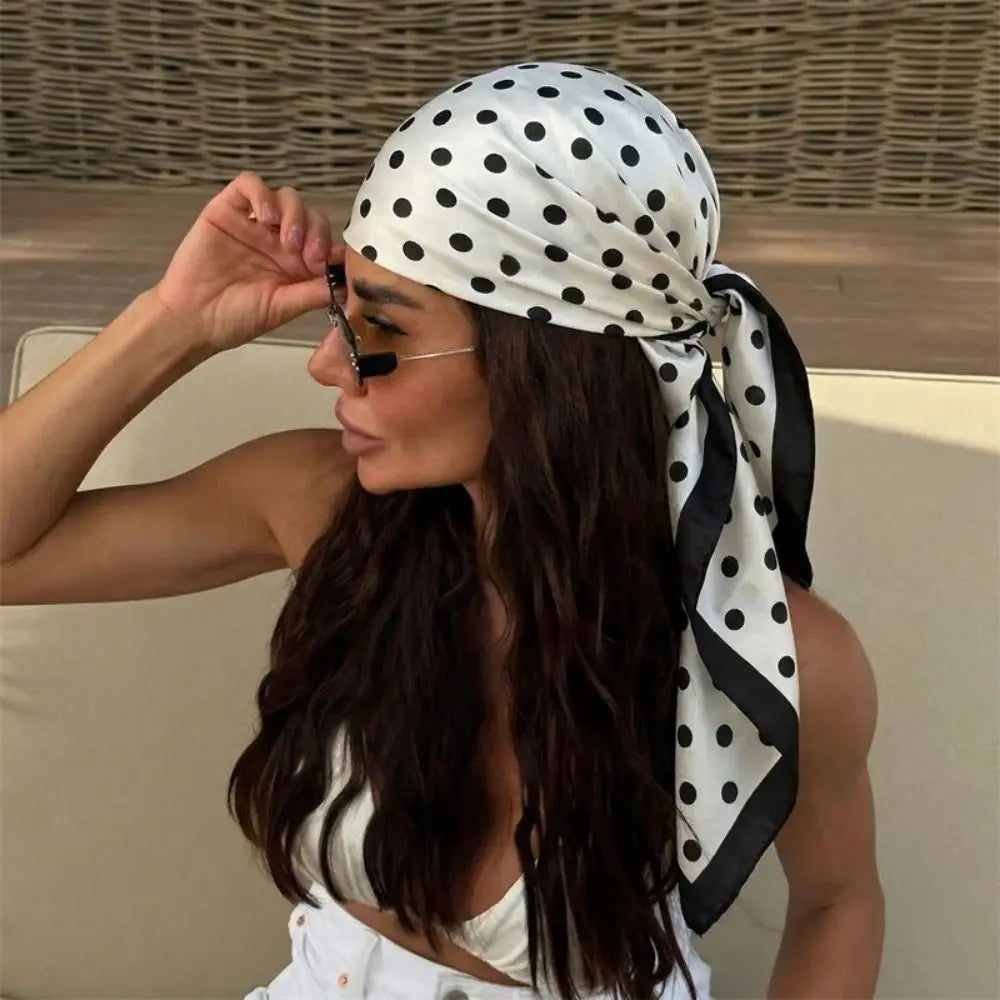 Elegant Printed Dot Print Scarf Geometric Shape Spicy Girls Polka Dot Silk Scarf Headband Hip Hop Small Square Scarf Beach