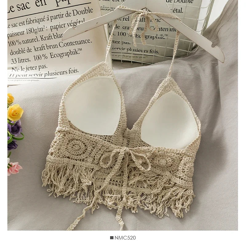 Ivory Lace Halter Crop Top