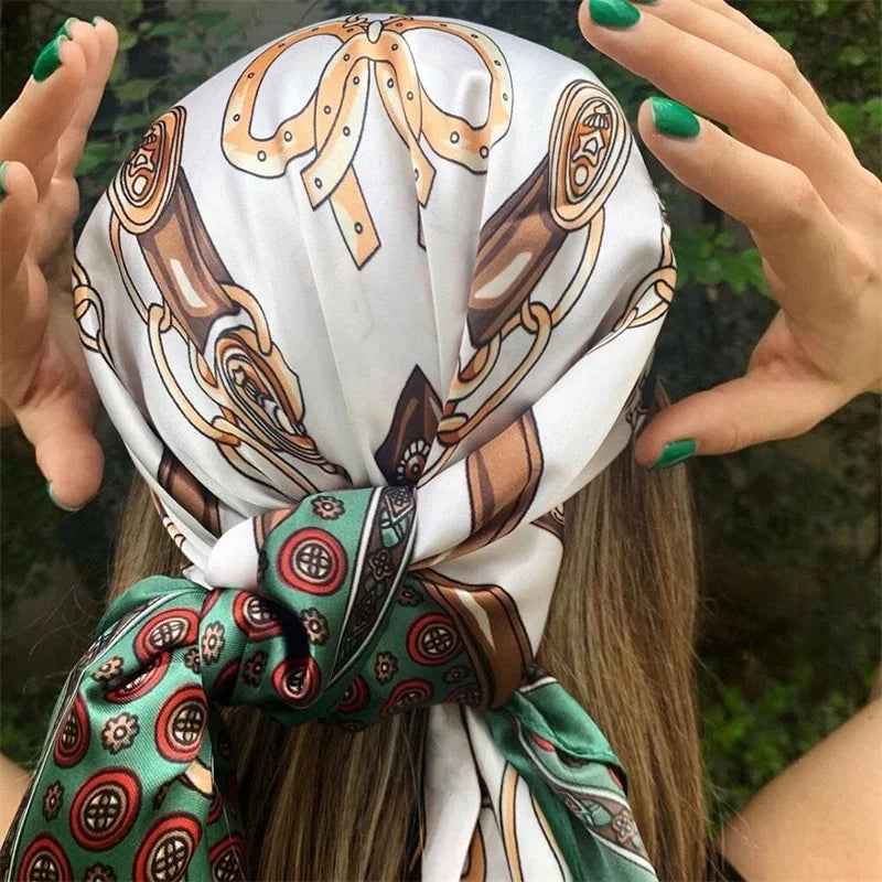 Printed Satin Square Scarf